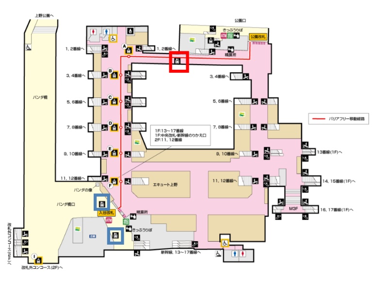 JR Ueno Station 3F coin locker location map