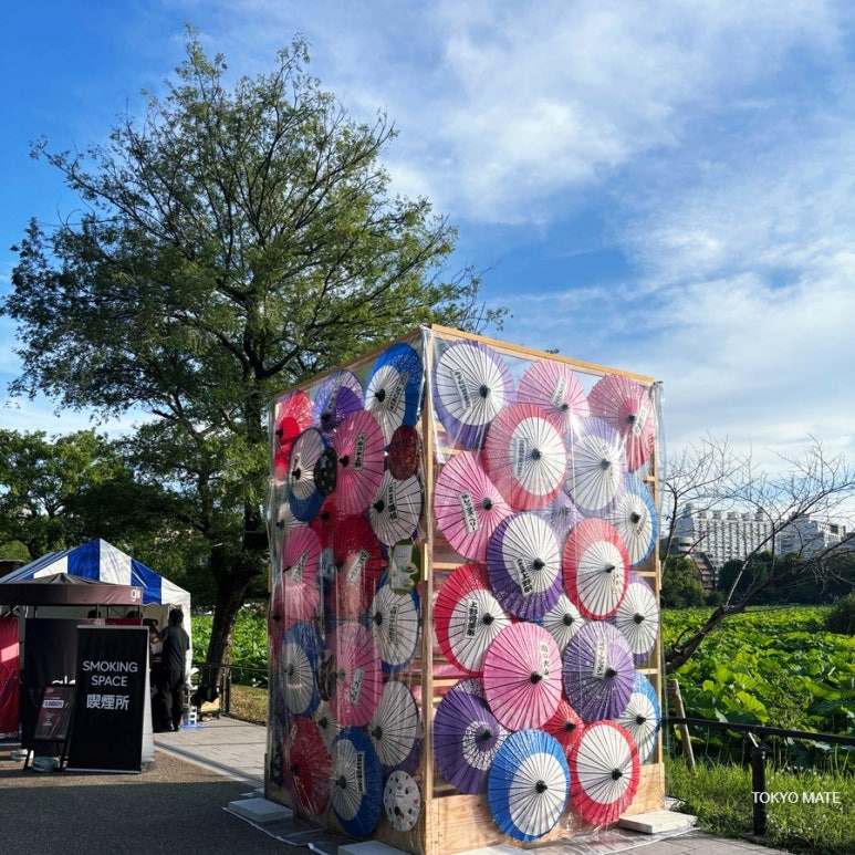 Ueno Summer Festival Aiaigasa Tower light-up at Bentenmon Plaza