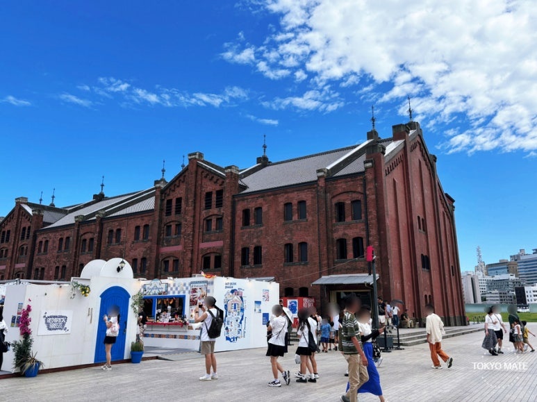 Yokohama Red Brick Warehouse night view and Shinko Pier fireworks viewing spot